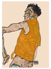 Egon Schiele Sarı Yelekli Otoportre - Art Print